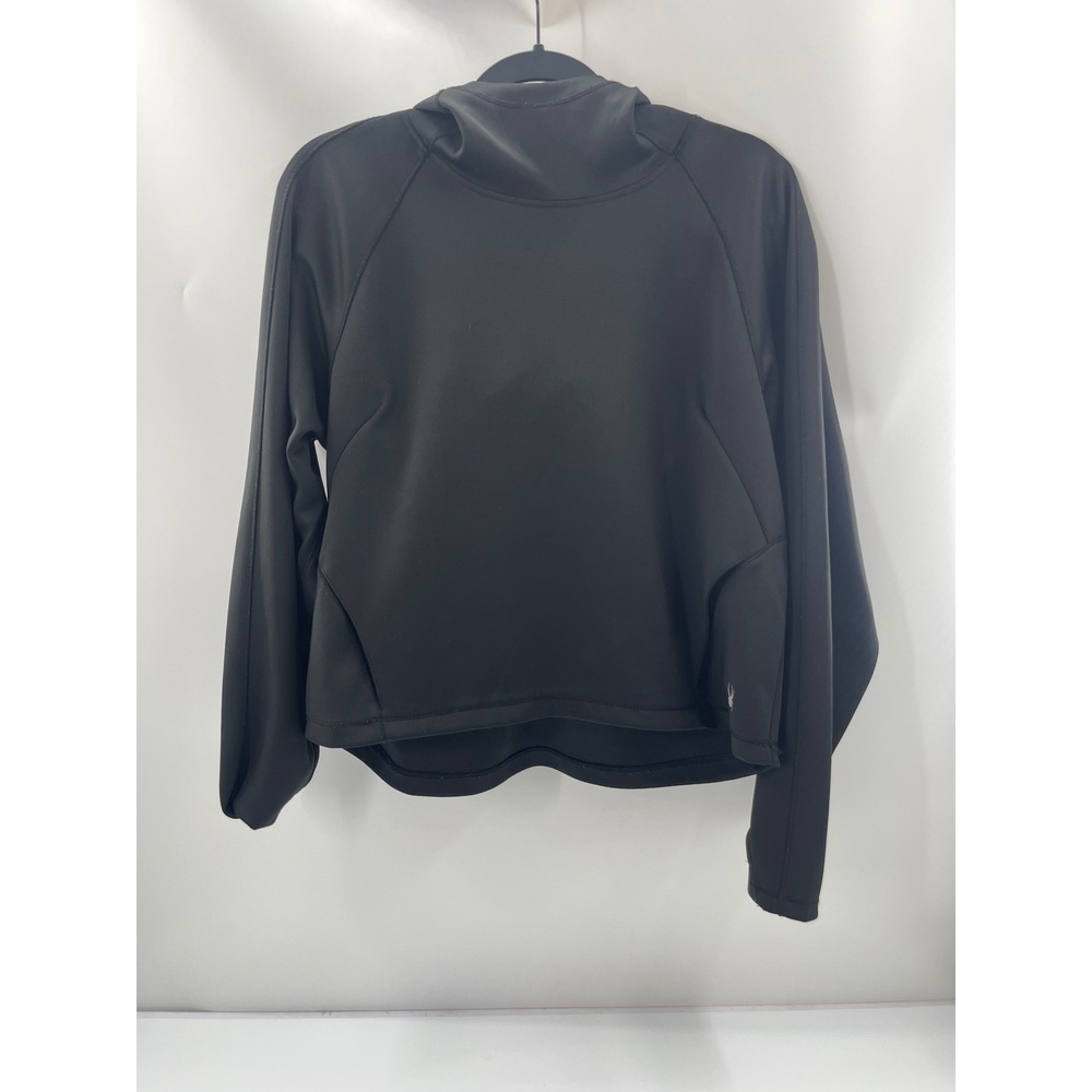 Spyder Active Womens Black Pullover Hoodie Cropped Performance Sweatshirt Large